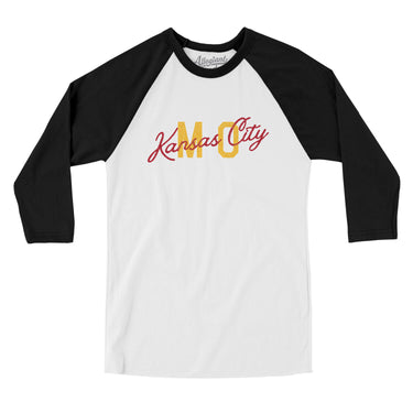 Kansas City Mo Overprinted Men/Unisex Raglan 3/4 Sleeve T-Shirt-Allegiant Goods Co. Vintage Sports Apparel