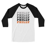 Philly Repeat Men/Unisex Raglan 3/4 Sleeve T-Shirt-White with Black-Allegiant Goods Co. Vintage Sports Apparel