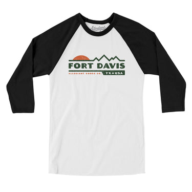 Fort Davis Mountain Sunset Men/Unisex Raglan 3/4 Sleeve T-Shirt-White with Black-Allegiant Goods Co. Vintage Sports Apparel