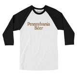 Pennsylvania Beer Men/Unisex Raglan 3/4 Sleeve T-Shirt-White with Black-Allegiant Goods Co. Vintage Sports Apparel