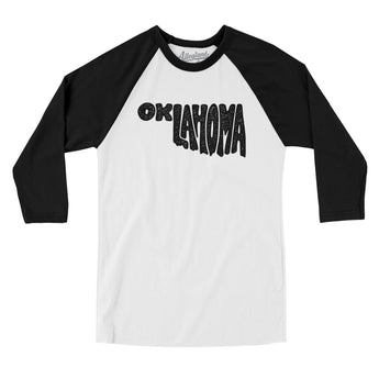 Oklahoma State Shape Text Men/Unisex Raglan 3/4 Sleeve T-Shirt-Allegiant Goods Co. Vintage Sports Apparel