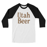 Utah Beer Men/Unisex Raglan 3/4 Sleeve T-Shirt-White with Black-Allegiant Goods Co. Vintage Sports Apparel