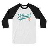 Miami Vintage Script Men/Unisex Raglan 3/4 Sleeve T-Shirt-Allegiant Goods Co. Vintage Sports Apparel