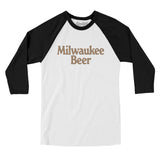 Milwaukee Beer Men/Unisex Raglan 3/4 Sleeve T-Shirt-White with Black-Allegiant Goods Co. Vintage Sports Apparel