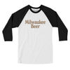 Milwaukee Beer Men/Unisex Raglan 3/4 Sleeve T-Shirt-White with Black-Allegiant Goods Co. Vintage Sports Apparel