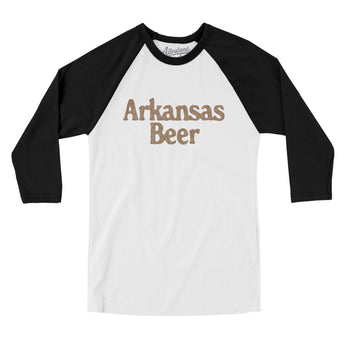 Arkansas Beer Men/Unisex Raglan 3/4 Sleeve T-Shirt-White with Black-Allegiant Goods Co. Vintage Sports Apparel