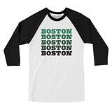 Boston Repeat Men/Unisex Raglan 3/4 Sleeve T-Shirt-White with Black-Allegiant Goods Co. Vintage Sports Apparel