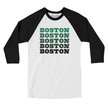 Boston Repeat Men/Unisex Raglan 3/4 Sleeve T-Shirt-White with Black-Allegiant Goods Co. Vintage Sports Apparel