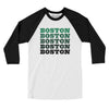 Boston Repeat Men/Unisex Raglan 3/4 Sleeve T-Shirt-White with Black-Allegiant Goods Co. Vintage Sports Apparel