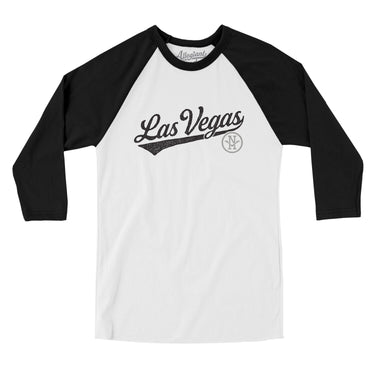 Las Vegas Vintage Script Men/Unisex Raglan 3/4 Sleeve T-Shirt-Allegiant Goods Co. Vintage Sports Apparel