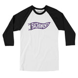 Sacramento Pennant Men/Unisex Raglan 3/4 Sleeve T-Shirt-White with Black-Allegiant Goods Co. Vintage Sports Apparel