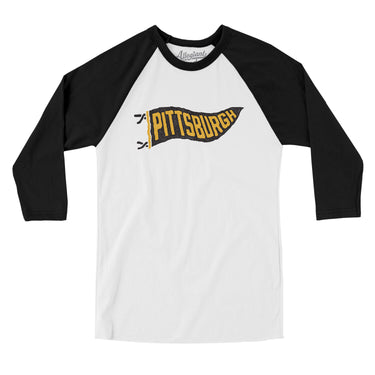 Pittsburgh Pennant Men/Unisex Raglan 3/4 Sleeve T-Shirt-Allegiant Goods Co. Vintage Sports Apparel
