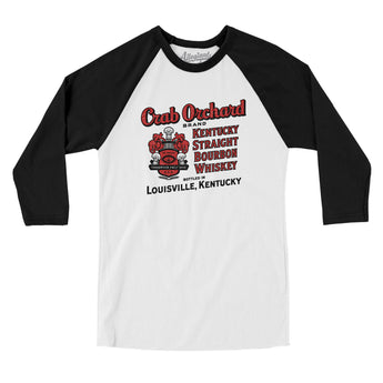 Crab Orchard Kentucky Bourbon Whiskey Men/Unisex Raglan 3/4 Sleeve T-Shirt-White with Black-Allegiant Goods Co. Vintage Sports Apparel
