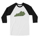 Kentucky Golf Course Men/Unisex Raglan 3/4 Sleeve T-Shirt-White with Black-Allegiant Goods Co. Vintage Sports Apparel
