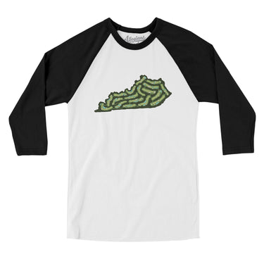 Kentucky Golf Course Men/Unisex Raglan 3/4 Sleeve T-Shirt-White with Black-Allegiant Goods Co. Vintage Sports Apparel