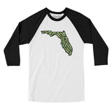 Florida Golf Course Men/Unisex Raglan 3/4 Sleeve T-Shirt-White with Black-Allegiant Goods Co. Vintage Sports Apparel