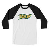 Oakland Pennant Men/Unisex Raglan 3/4 Sleeve T-Shirt-Allegiant Goods Co. Vintage Sports Apparel