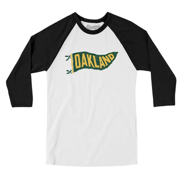Oakland Pennant Men/Unisex Raglan 3/4 Sleeve T-Shirt-Allegiant Goods Co. Vintage Sports Apparel