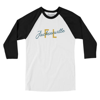 Jacksonville Fl Overprinted Men/Unisex Raglan 3/4 Sleeve T-Shirt-Allegiant Goods Co. Vintage Sports Apparel