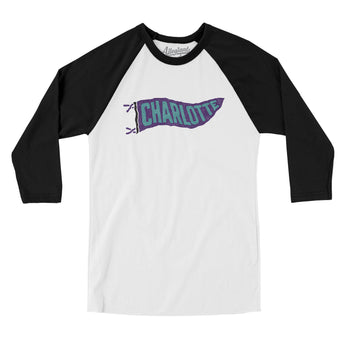 Charlotte Pennant Men/Unisex Raglan 3/4 Sleeve T-Shirt-White with Black-Allegiant Goods Co. Vintage Sports Apparel