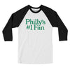 Philly's Number 1 Fan Men/Unisex Raglan 3/4 Sleeve T-Shirt-White with Black-Allegiant Goods Co. Vintage Sports Apparel