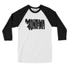 Montana State Shape Text Men/Unisex Raglan 3/4 Sleeve T-Shirt-White with Black-Allegiant Goods Co. Vintage Sports Apparel