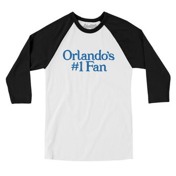 Orlando's Number 1 Fan Men/Unisex Raglan 3/4 Sleeve T-Shirt-White with Black-Allegiant Goods Co. Vintage Sports Apparel