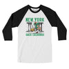 New York Sack Exchange Men/Unisex Raglan 3/4 Sleeve T-Shirt-White with Black-Allegiant Goods Co. Vintage Sports Apparel