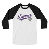 Denver Vintage Script Men/Unisex Raglan 3/4 Sleeve T-Shirt-Allegiant Goods Co. Vintage Sports Apparel