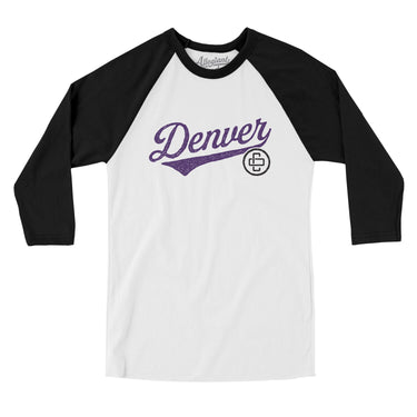Denver Vintage Script Men/Unisex Raglan 3/4 Sleeve T-Shirt-Allegiant Goods Co. Vintage Sports Apparel