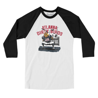 Atlanna Dirty Birds Men/Unisex Raglan 3/4 Sleeve T-Shirt-White with Black-Allegiant Goods Co. Vintage Sports Apparel