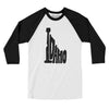 Idaho State Shape Text Men/Unisex Raglan 3/4 Sleeve T-Shirt-White with Black-Allegiant Goods Co. Vintage Sports Apparel