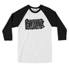 Pennsylvania State Shape Text Men/Unisex Raglan 3/4 Sleeve T-Shirt-White with Black-Allegiant Goods Co. Vintage Sports Apparel