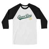 Green Bay Vintage Script Men/Unisex Raglan 3/4 Sleeve T-Shirt-Allegiant Goods Co. Vintage Sports Apparel