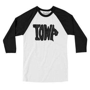Iowa State Shape Text Men/Unisex Raglan 3/4 Sleeve T-Shirt-Allegiant Goods Co. Vintage Sports Apparel