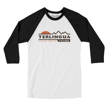 Terlingua Mountain Sunset Men/Unisex Raglan 3/4 Sleeve T-Shirt-White with Black-Allegiant Goods Co. Vintage Sports Apparel