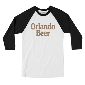 Orlando Beer Men/Unisex Raglan 3/4 Sleeve T-Shirt-White with Black-Allegiant Goods Co. Vintage Sports Apparel