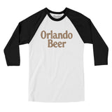 Orlando Beer Men/Unisex Raglan 3/4 Sleeve T-Shirt-White with Black-Allegiant Goods Co. Vintage Sports Apparel