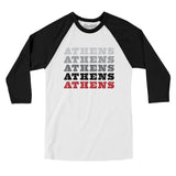 Athens Repeat Men/Unisex Raglan 3/4 Sleeve T-Shirt-White with Black-Allegiant Goods Co. Vintage Sports Apparel