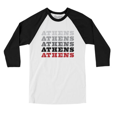 Athens Repeat Men/Unisex Raglan 3/4 Sleeve T-Shirt-White with Black-Allegiant Goods Co. Vintage Sports Apparel