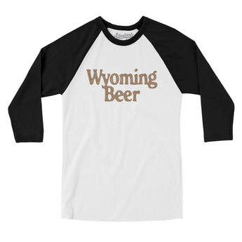 Wyoming Beer Men/Unisex Raglan 3/4 Sleeve T-Shirt-White with Black-Allegiant Goods Co. Vintage Sports Apparel
