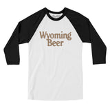 Wyoming Beer Men/Unisex Raglan 3/4 Sleeve T-Shirt-White with Black-Allegiant Goods Co. Vintage Sports Apparel