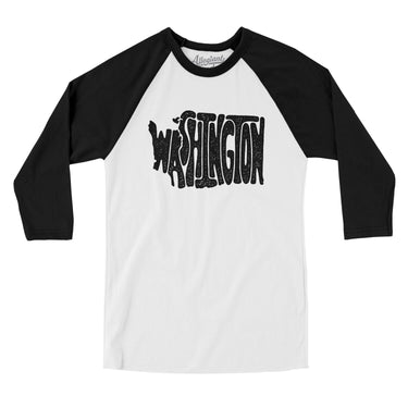 Washington State Shape Text Men/Unisex Raglan 3/4 Sleeve T-Shirt-Allegiant Goods Co. Vintage Sports Apparel