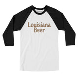 Louisiana Beer Men/Unisex Raglan 3/4 Sleeve T-Shirt-White with Black-Allegiant Goods Co. Vintage Sports Apparel