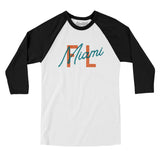 Miami Fl Overprinted Men/Unisex Raglan 3/4 Sleeve T-Shirt-Allegiant Goods Co. Vintage Sports Apparel