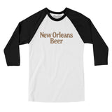 New Orleans Beer Men/Unisex Raglan 3/4 Sleeve T-Shirt-White with Black-Allegiant Goods Co. Vintage Sports Apparel