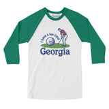 I Have A Tee Time In Georgia Men/Unisex Raglan 3/4 Sleeve T-Shirt-White with Kelly-Allegiant Goods Co. Vintage Sports Apparel