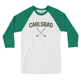 Carlsbad Golf Men/Unisex Raglan 3/4 Sleeve T-Shirt-White with Kelly-Allegiant Goods Co. Vintage Sports Apparel