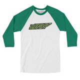 Tennessee Golf Course Map Men/Unisex Raglan 3/4 Sleeve T-Shirt-White with Kelly-Allegiant Goods Co. Vintage Sports Apparel