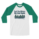Don't Des Moines My Cedar Rapids Men/Unisex Raglan 3/4 Sleeve T-Shirt-White with Kelly-Allegiant Goods Co. Vintage Sports Apparel